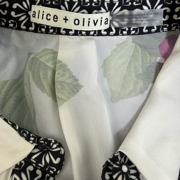 Alice + Olivia Claire Placed Floral Tiered Mini Shirtdress - Picture 11 of 12